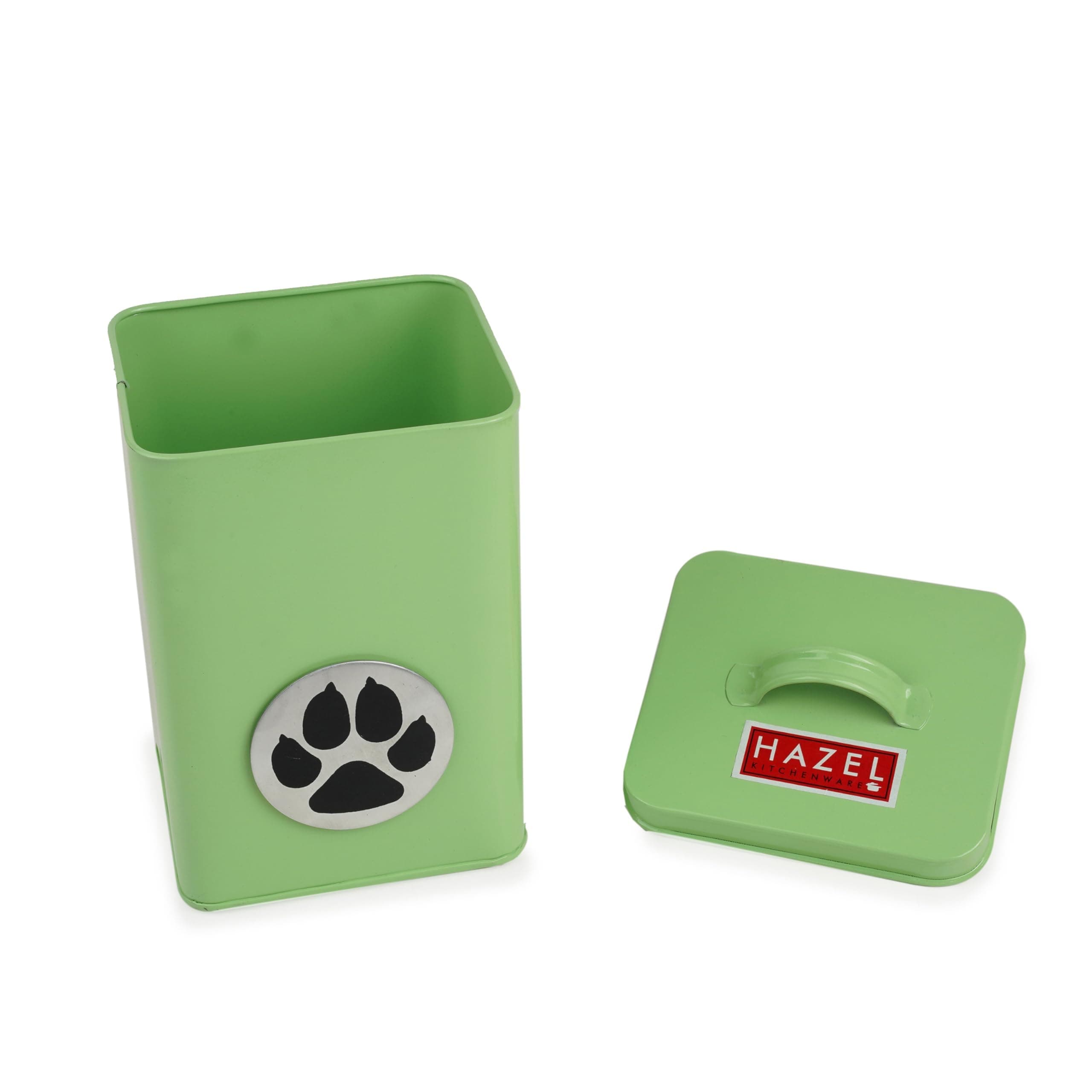 HAZEL Pet Food Container with Lid | Metal Multipurpose Containers for Cat food, Green, 3200 ML