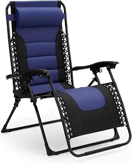 STAR WORK Stainless Steel Zero Gravity Chair, Lawn Chair Recliner Lounge, Portable Camping Folding Beach Chair With Removable Pillow (Turquoise Blue)