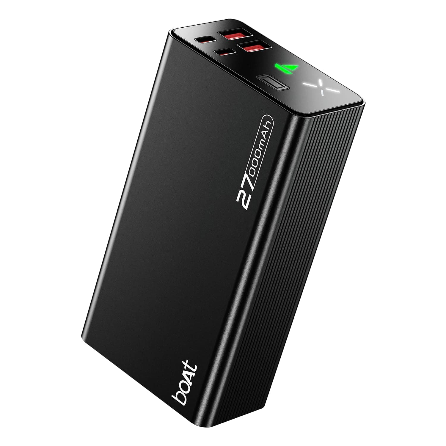 Boat EnergyShroom PB600 27000mAh Powerbank with 2-Way 22.5W Fast Charging, 2X Input & 4X Output Ports, 12-Layer Smart IC Protection, QC 3.0, PD & PPS Fast Charging Support (Onyx Black)