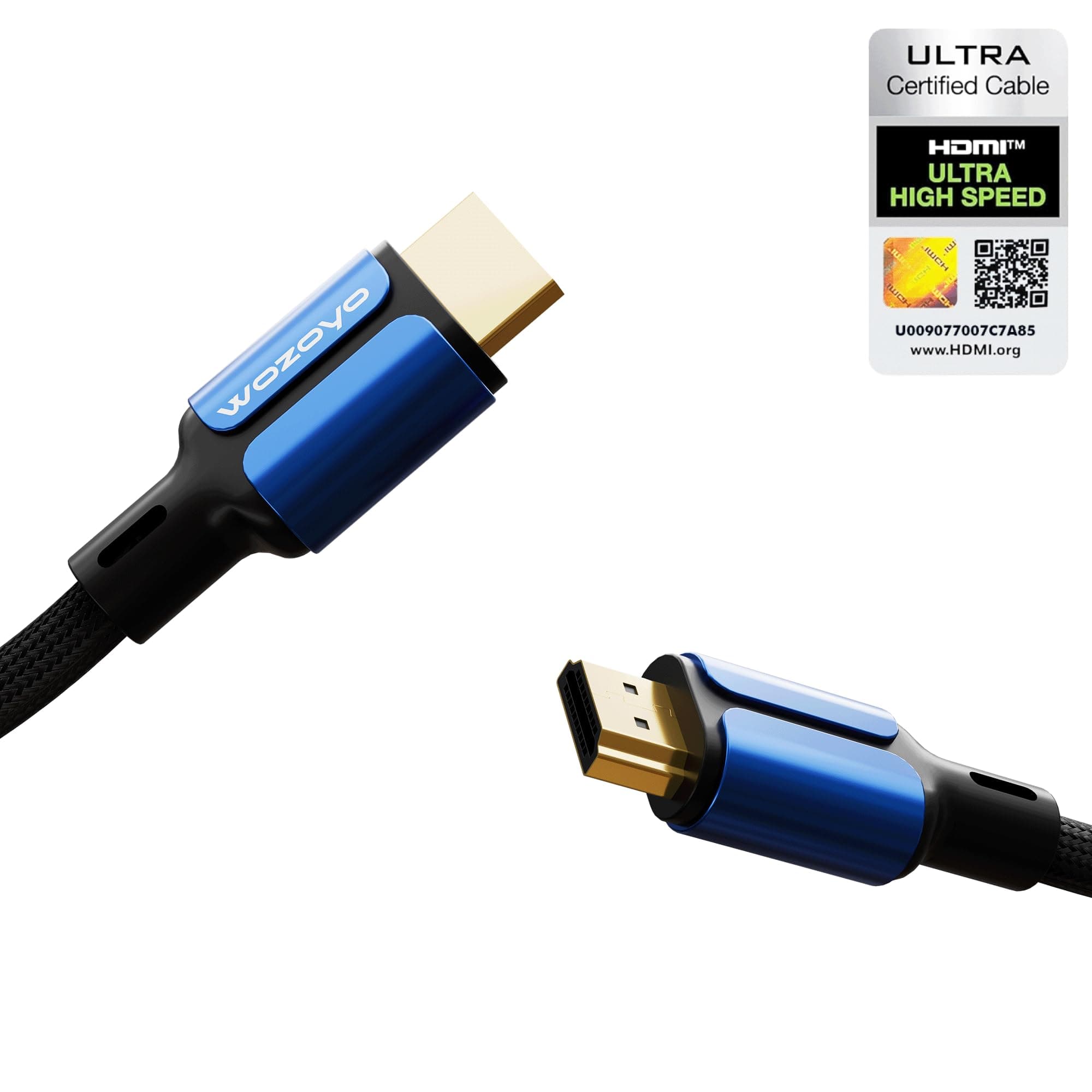 HDMI Cable V2.1 with Ethernet,Wozoyo 8k@60Hz,4K@120Hz UHD Resolution,2 Mtr braided, 48 Gbps transmission Ultra high Speed,HDR/HDR10/Dolby Vision,Dolby Atmos and DTS:X,Compatible with all HDMI Devices