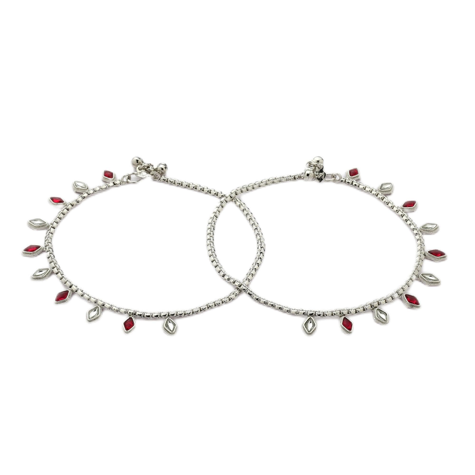 ZENEME Minimal Silver-Toned Anklets – Stylish Payal for Women & Girls | Minimal Anklets (Bohemian)