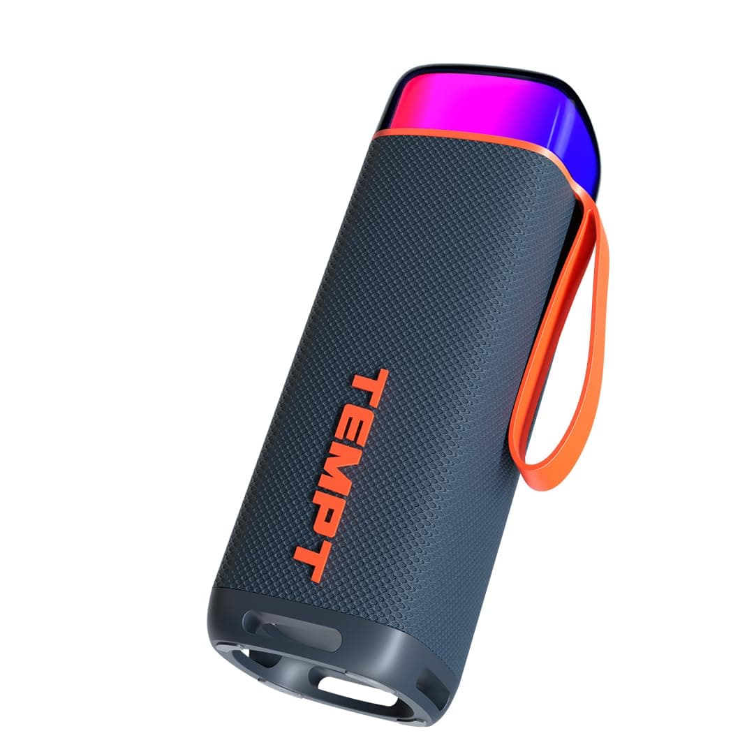 TEMPT Enigma 30W RMS Wireless Bluetooth Speaker with Powerful Sound, Blue | 12 Hours Playtime, RGB Lights, Dual EQ, Built-in Mic, IPX5 Rated, TWS Pairing, Type-C Charging, speaker bluetooth wireless