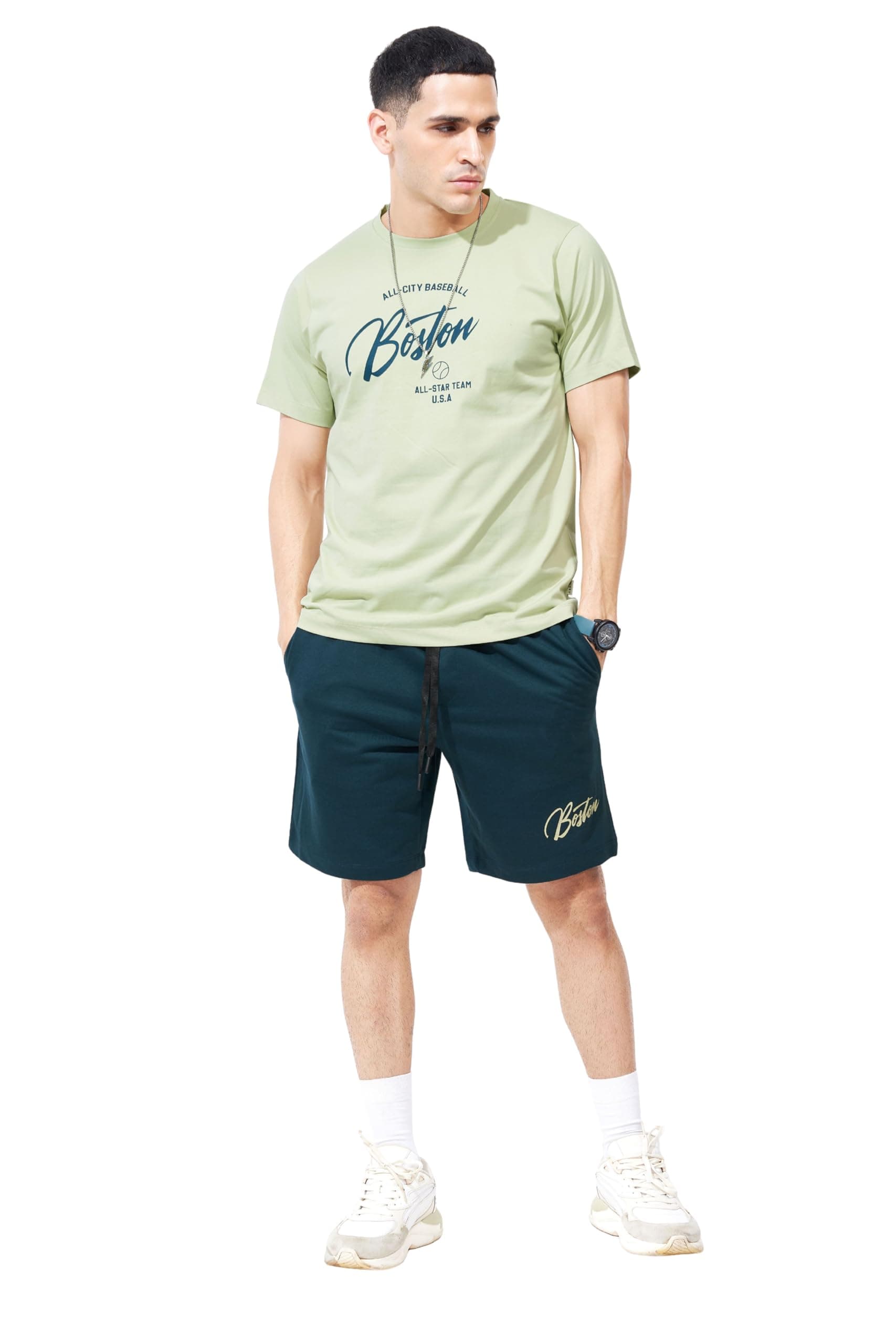 WEET Cotton T-Shirt and Shorts Set for Men,Night Wear for Men,Men's Pyjama Set MCS139