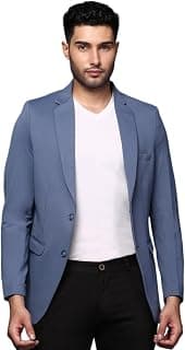 SHOWOFFFF Men Solid Single Breasted Formal Blazer | Notched Lapel Full Sleeves Cotton Blazer for Mens | Slim Fit Regular Length Blazer for Men's