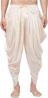 VASTRAMAY Men Cotton Silk Cowl Pattern Patiala Style Dhoti Pant | Easy Wear Ethnic Bottom with Uniform Drapes & Comfortable Fit