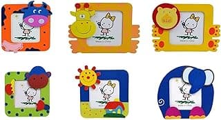 Crackles Beautiful Wood Cute Cartoon Photo Frames For Children Birthday Party Return Gift (Pack Of 12 )