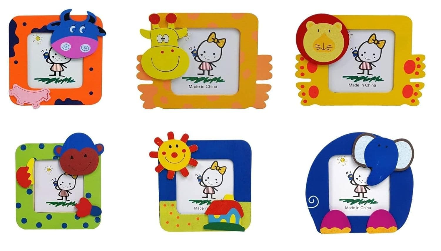 Crackles Cute Cartoon Design Wood Photo Frame For Children Birthday Return Gift (Pack Of 36)