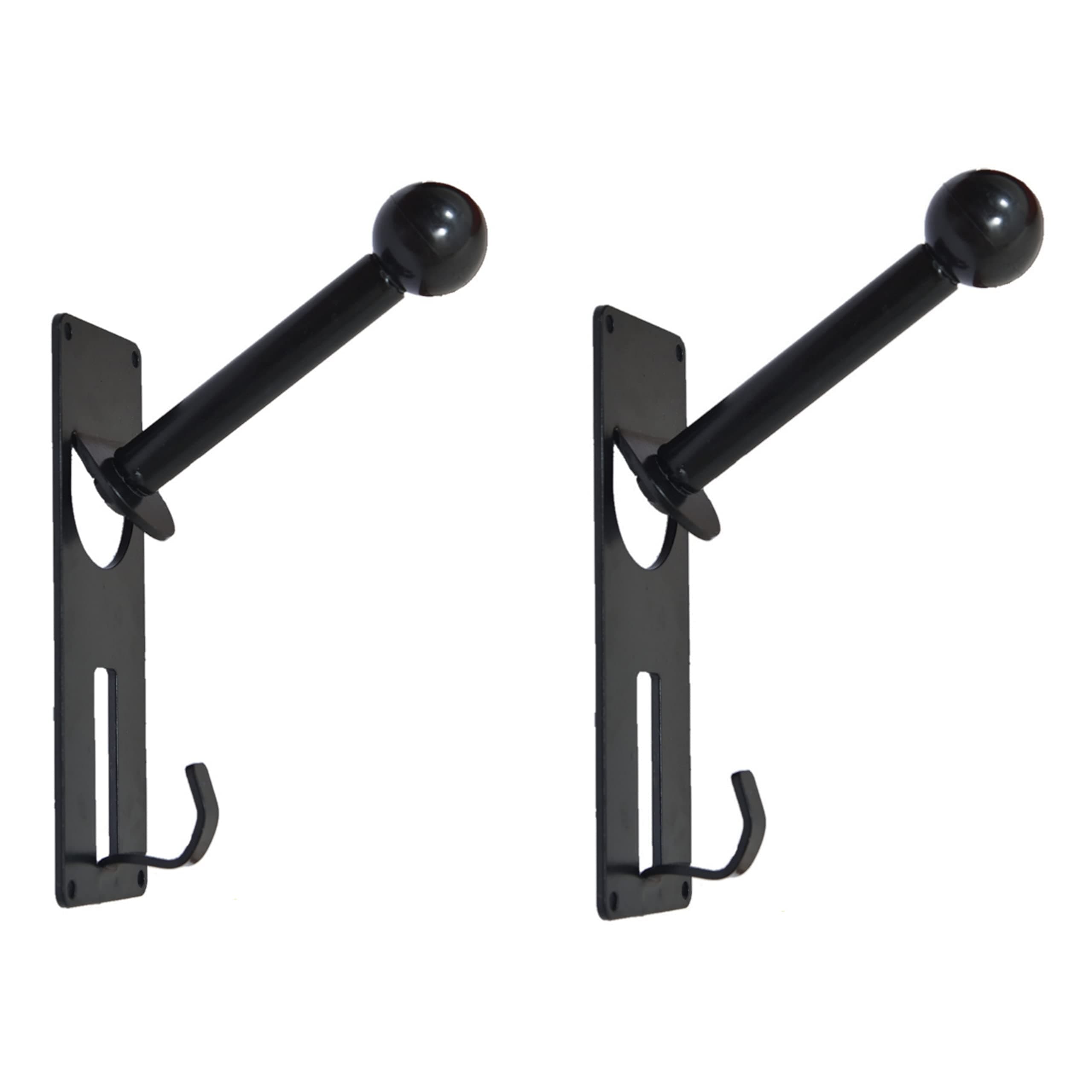 Metal Craft Automobile Open and Full face (Round Black Ball) Helmet and Jacket Hanger, Wall Mount Helmet Hook Black ((Black 2 Piece)