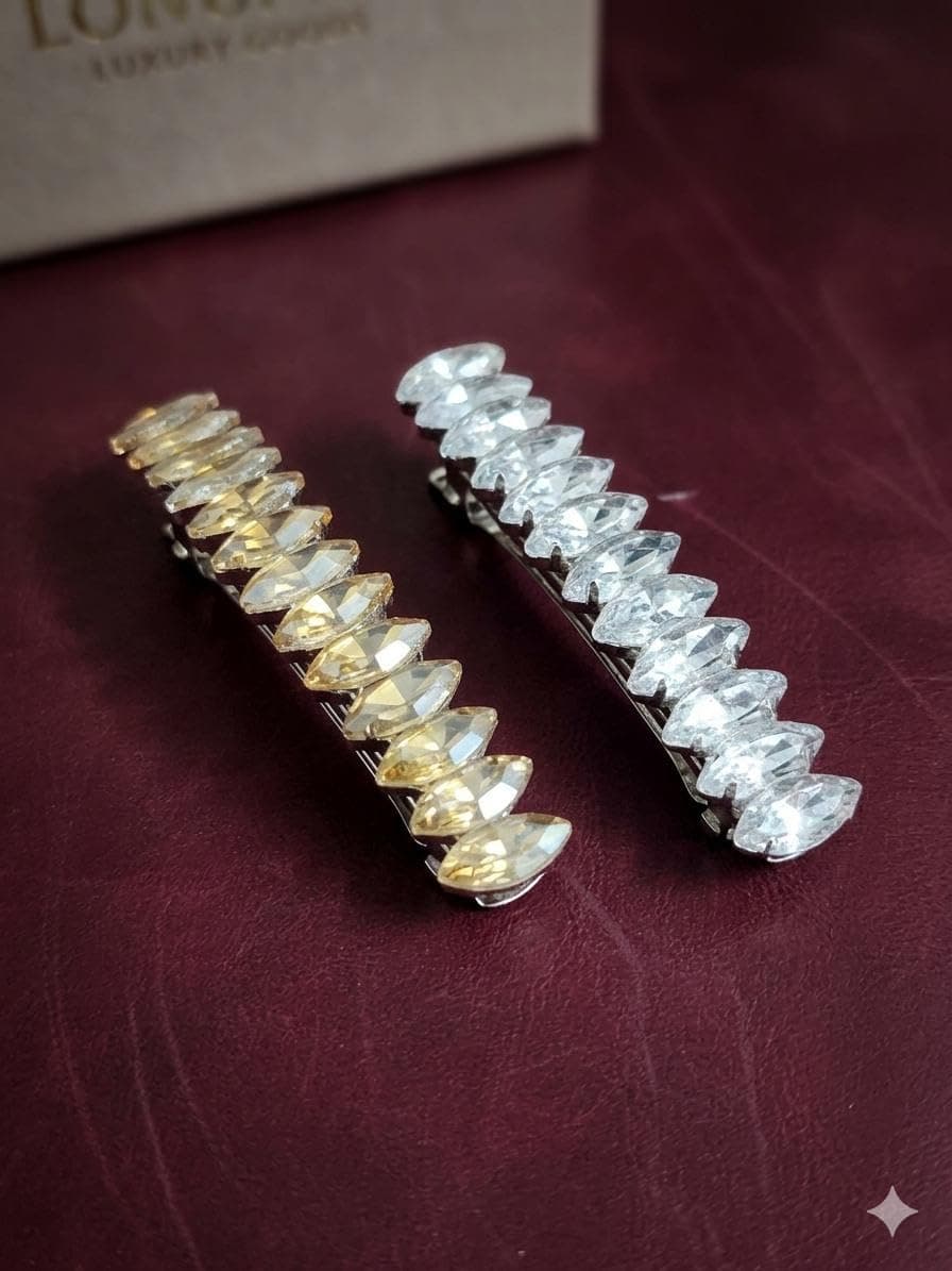 Pearl & Crystal Hair Clips Set for Women, Elegant Rhinestone Barrettes, Stylish Hair Pins for Party, Wedding, Daily Wear – Pack of 2