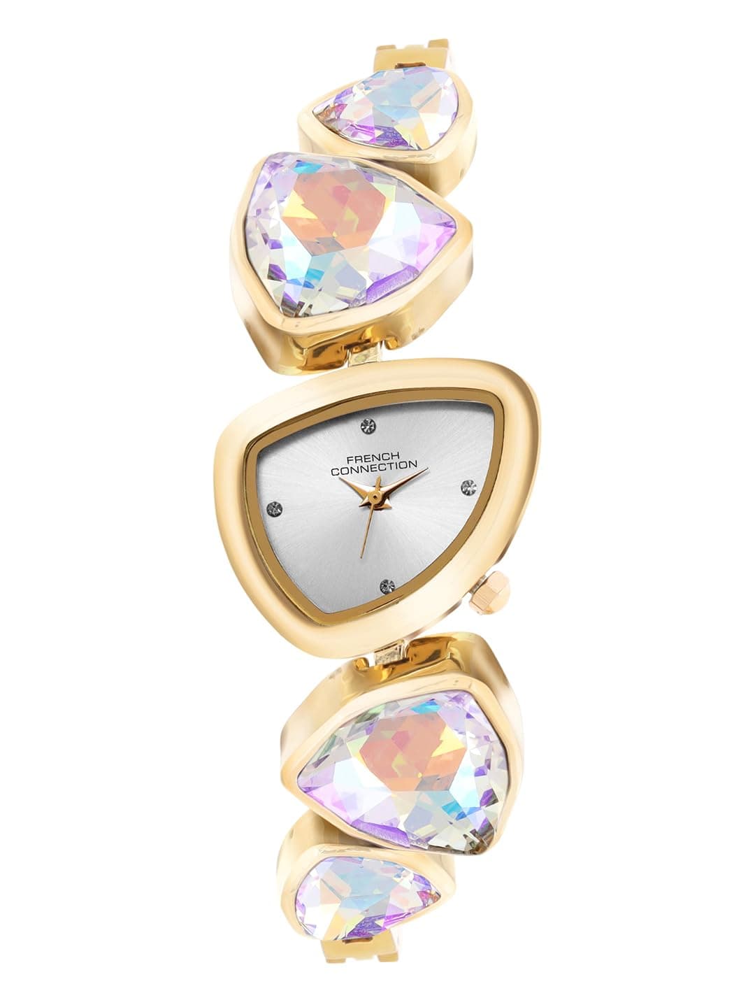 French Connection Asymra Sunray Silver Dial with Crystal Bracelet Analog Watch for Women - FCN0205GM