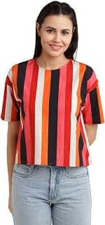 Zink London Women's Multi-Colored Stripes Oversized Top