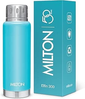 MILTON Elfin 300 Thermosteel Water Bottle 300 ml, 24 Hr Hot and Cold I Leak Proof Lid, ISI Certified I Vacuum Insulated I for Office, Gym, School I Light Blue