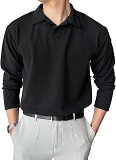 Leriya Fashion Men’s Black Long Sleeve Polo T Shirt | Solid Collared Casual Polo Tee for Men | Regular Fit Comfortable T-Shirt for Office, Casual (Available in Plus Size)