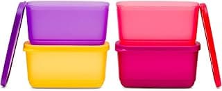 Tupperware Rectangular Container, Plastic, Multicolour, 210ml - Set of 4, Multicolor
