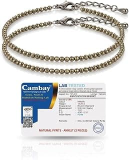 Natural Raw Pyrite Anklet for Women & Girls | Adjustable Crystal Payal with Golden Metallic Beads | Handcrafted Stone Anklet for Wealth, Confidence & Gifting | Lab Tested Authentic Jewelry