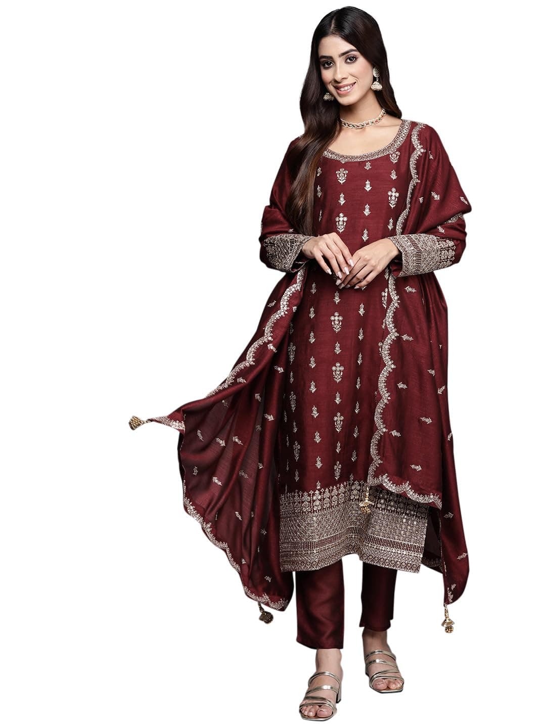 Libas Embroidered Silk blend Straight Kurta Set for Women | ethnic wear | bridal suit | wedding dress | occasion wear