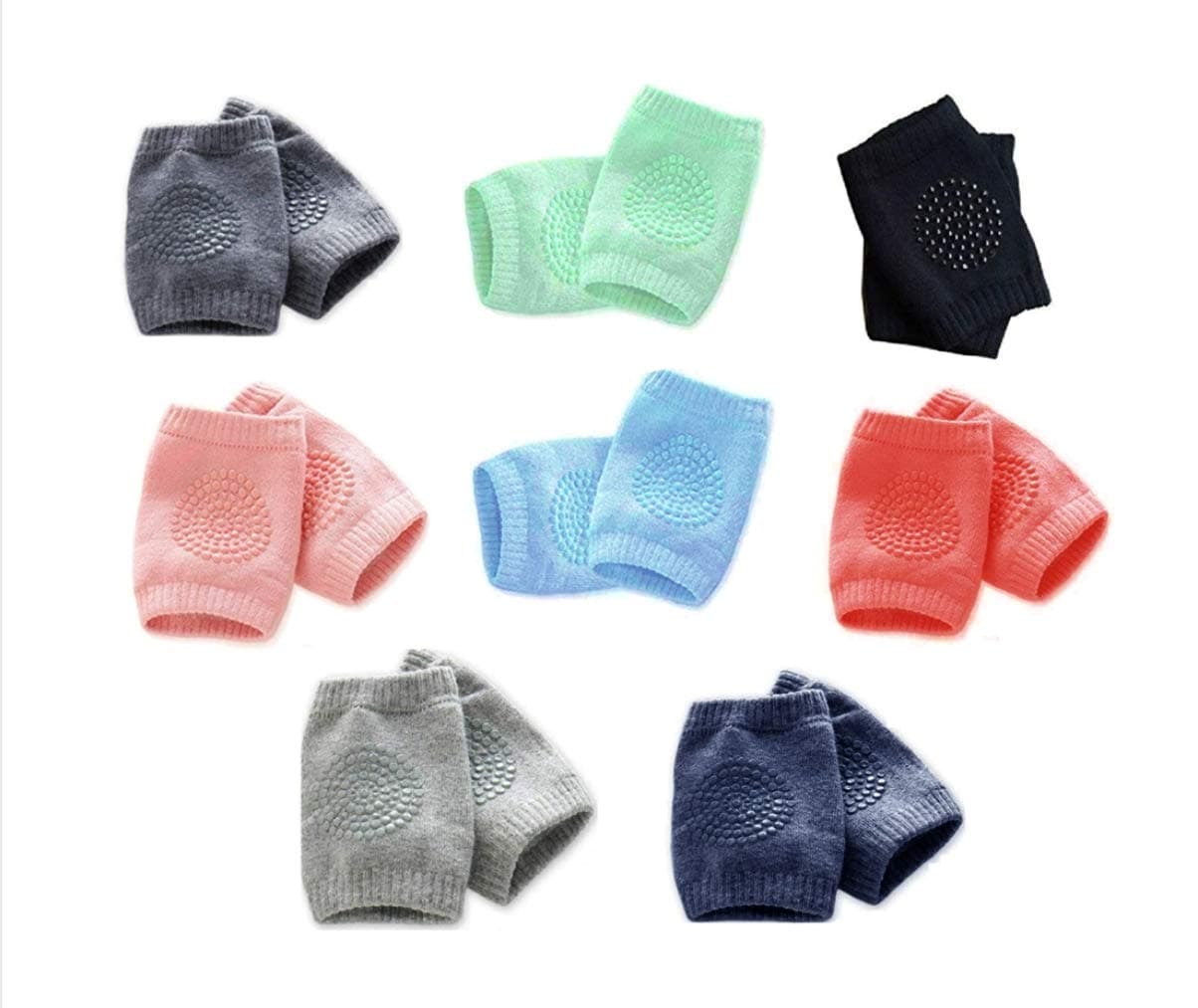 BabySafeHouse Knee Pads for Crawling Babies, Anti Slip Elbow & Knee Guard for Toddler/Infant Upto 2 Years Age-Soft Fabric & Comfortable-Set of 5 Pairs-