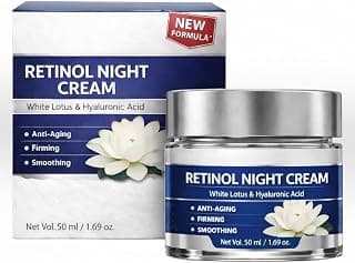 Retinol Night Cream with White Lotus and Hyaluronic Acid, Anti-Aging Firming Smoothing Formula, 50ml