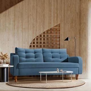 Duroflex Ease Plus - 3 Seater Sofa Set for Living Room | 3 Year Warranty | Premium Wooden Frame Sofa | Anti-Pilling Fabric, Fade & Termite Resistant | Comfortable & Durable Couch - Moonlight Blue
