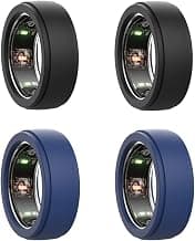 4 Pcs Smart Ring Protector, Smart Ring Cover for Men and Women, Gym Workouts, Outdoor Activities, Protection, Comfortable Fit (Black and Blue, Size M for 10/11/12/13)