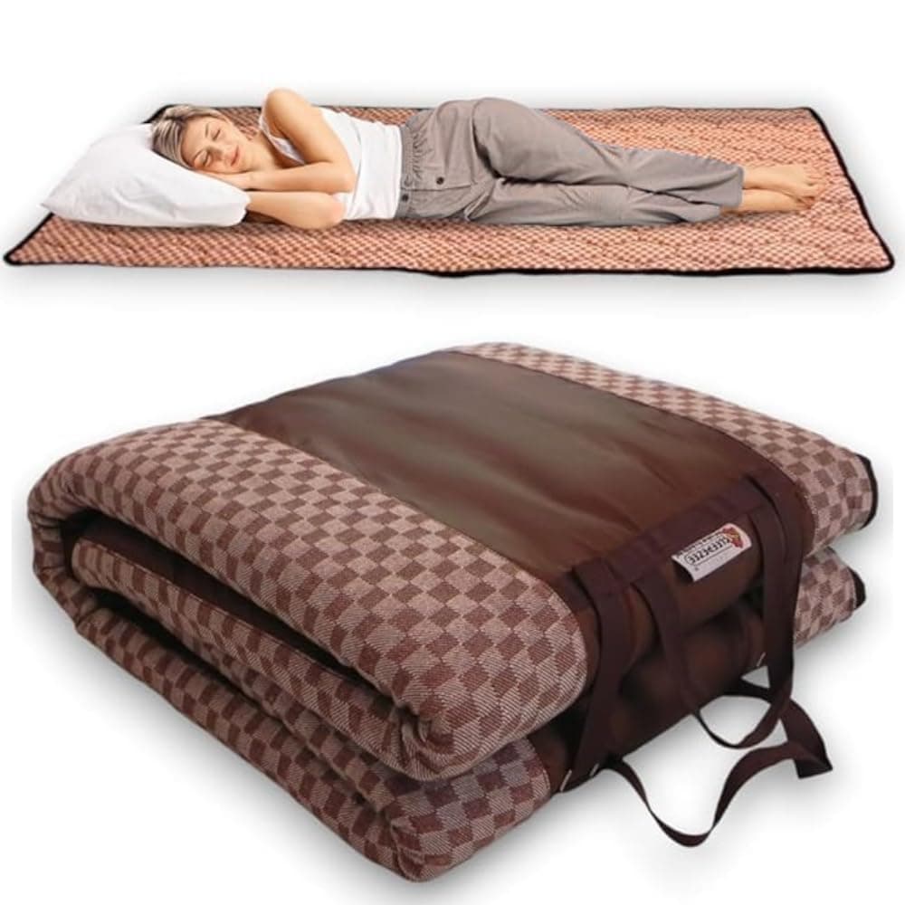 Sleepezee Foldable Mattress for Floor Sleeping, Premium Folding Mattress Soft PU Foam Cotton Single, Lightweight, Travel Friendly, Hostel & Home Sleeping, Easy to wash (Brown 72"X48"X1")