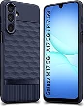WOW IMAGINE Back Cover for Samsung Galaxy M17 5G | A17 5G | F17 5G with Hexa Cube Design | Ultra Slim Soft Rubberised Case | Inner Velvet Fabric | Flexible Mobile Case | Camera Protection - Blue