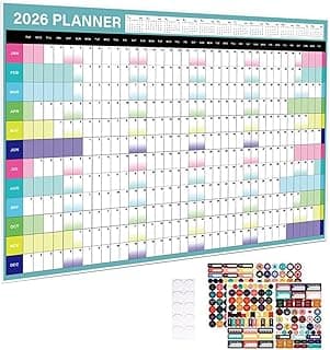 2026 Wall Calendar 29"x20" Large Yearly Planner with Stickers, 12-Month Hanging Poster Calendar for Office Home Study, Daily Schedule Organizer