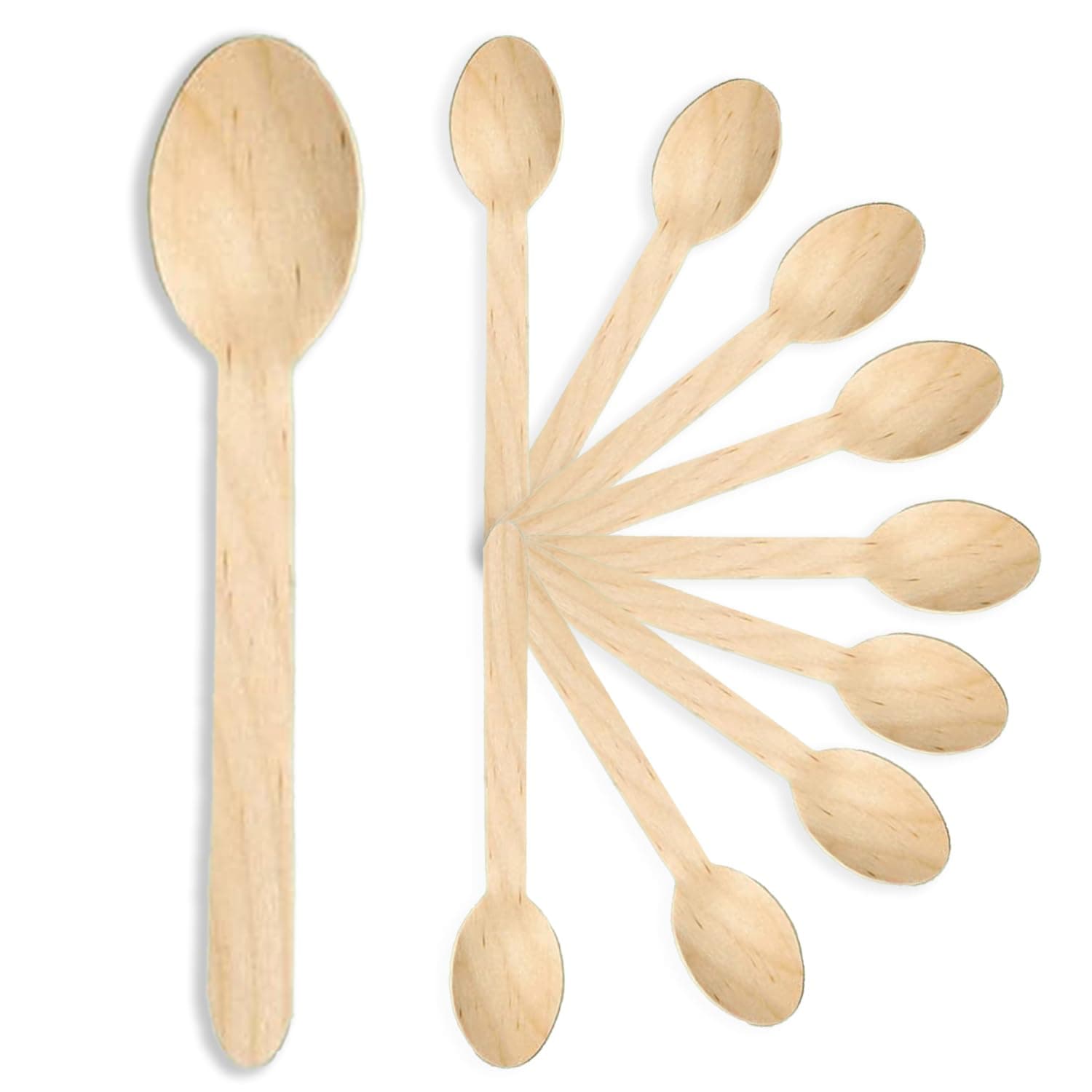 Amazon Basics Wooden Spoons, 160 mm, Pack of 25 | Disposable spoons | Ideal for wedding, parties, birthdays | Made in India