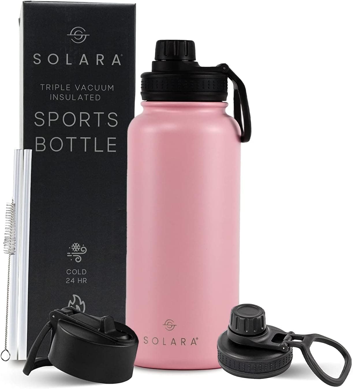 SOLARA Insulated Water Bottle 1 Litre, Hot Water Bottle, 1000ml Thermosteel Water Bottles for Travel, Home, Office, School, Gym, Adults, Water Bottle Hot and Cold, Sipper Bottle, Angel Pink