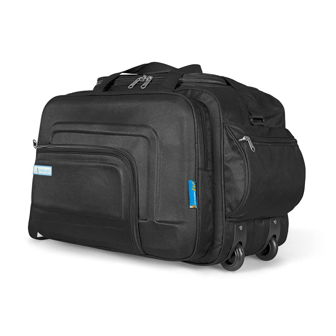 M MEDLER Aquiver Nylon 55 litres Waterproof Strolley Duffle Bag- 2 Wheels - Luggage Bag (Black)