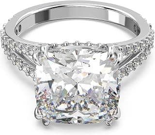 Swarovski Constella cocktail ring, Square cut, Pavé, White, Rhodium plated, Metal, No Gemstone