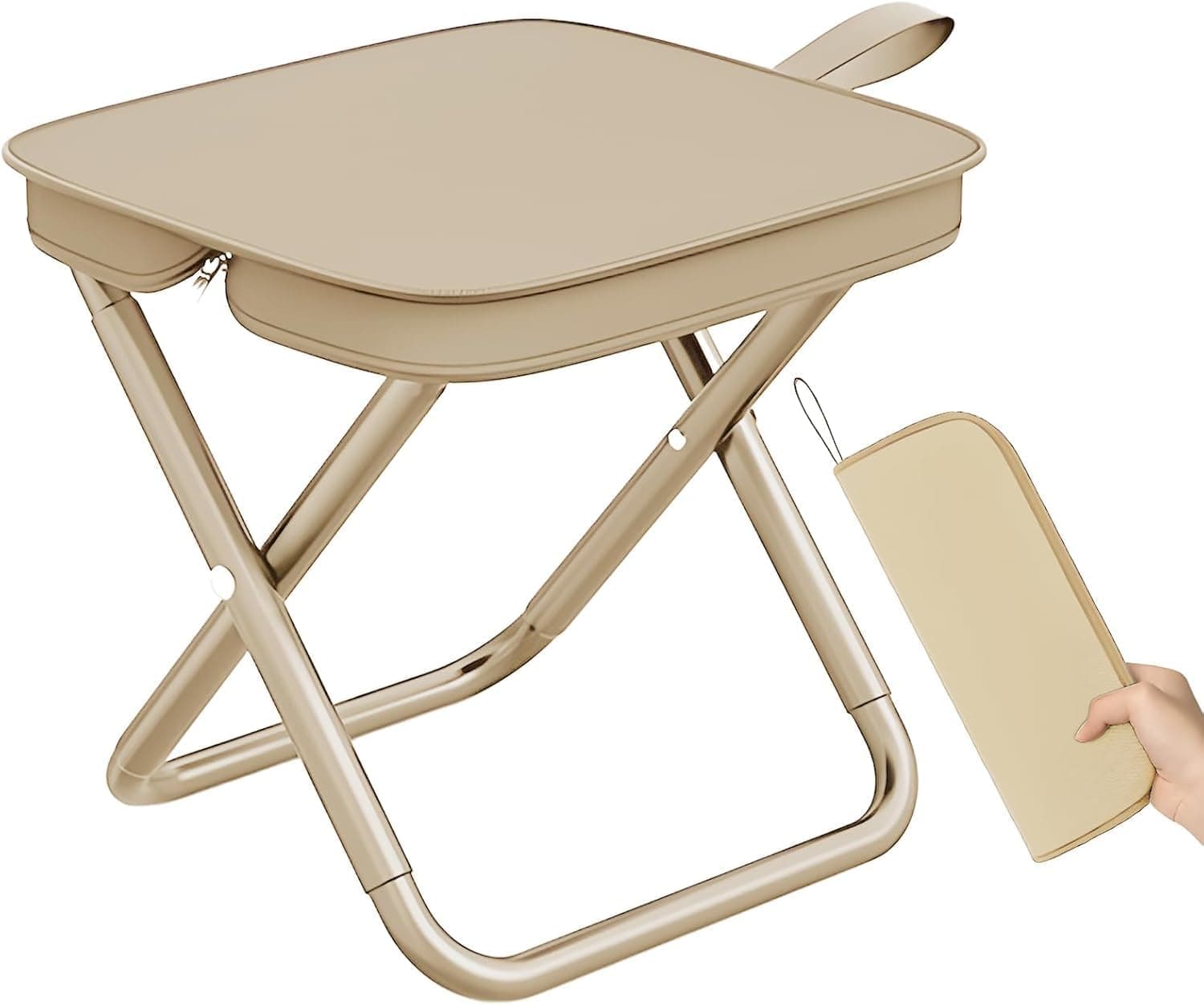 AASTIK Handbag Folding Stool, Zipper Bag Foldable Camping Chairs, Picnic Lightweight Folding Stool, Stability & Comfort Portable Camp Chairs for Beach, Backpacking
