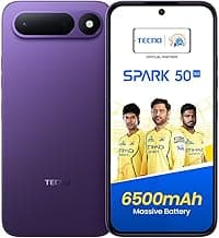 Tecno Spark 50 5G (Fantasy Purple, 4GB+128GB) | 6500mAh Battery + 45W Fast Charger | Upto 18GB* RAM | MIL-STD 810H Protection | Fastest 8X Network Speed* with URSP | 120Hz Smooth Display