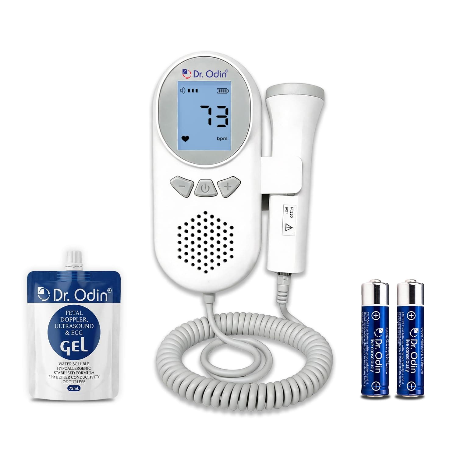 Dr. Odin Fetal Doppler OFD105, Large LCD Display, High Sensitivity 2MHz Probe, Built-in Speaker, Baby Heartbeat Monitor