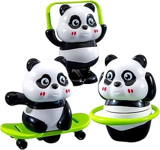 Cute Panda Action Toy Set for Kids – Fun Rotating & Moving Panda Toys, Interactive Play Figures, Safe Educational Toy Gift for Boys & Girls Age 3+(3PCS Set)
