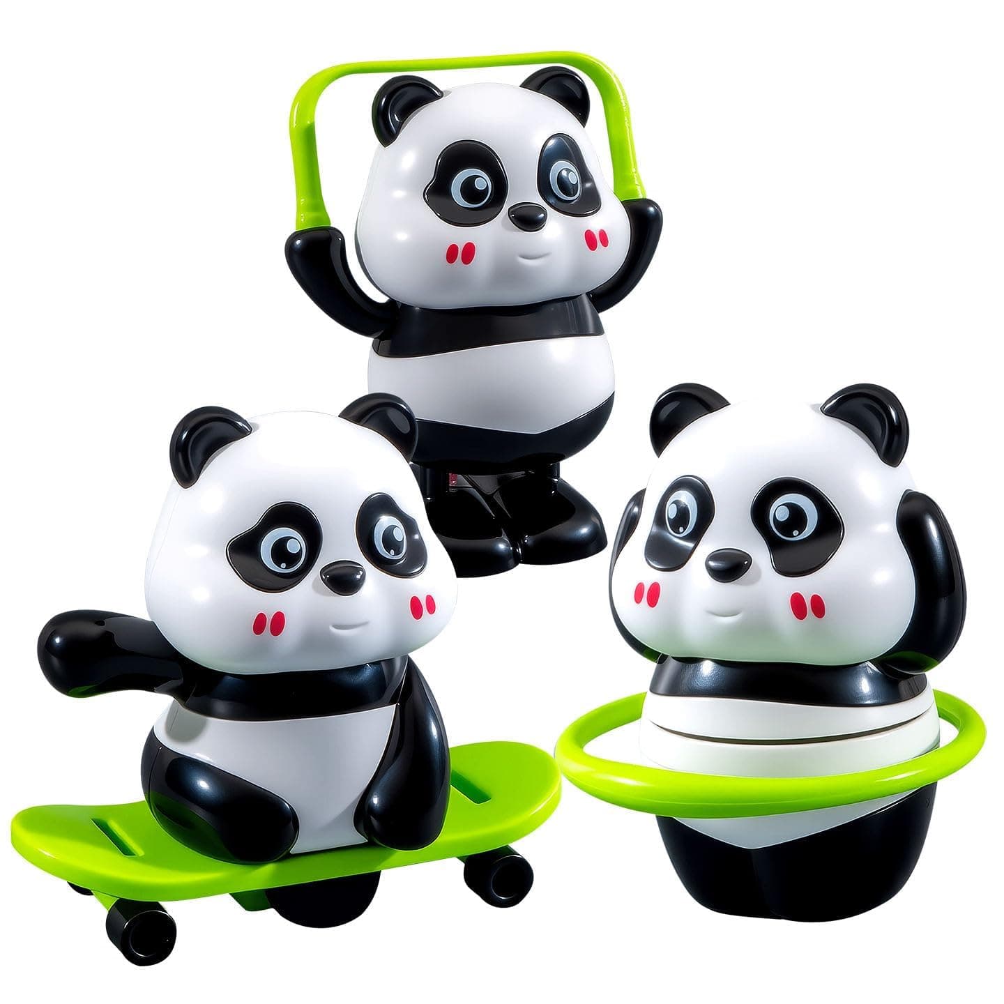 Estivo Cute Panda Action Toy Set for Kids – Fun Rotating & Moving Panda Toys, Interactive Play Figures, Safe Educational Toy Gift for Boys & Girls Age 3+(3PCS Set)