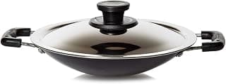 Pigeon by Stovekraft Non-Stick Aluminum Appachetty with Lid, (20cm, Black)