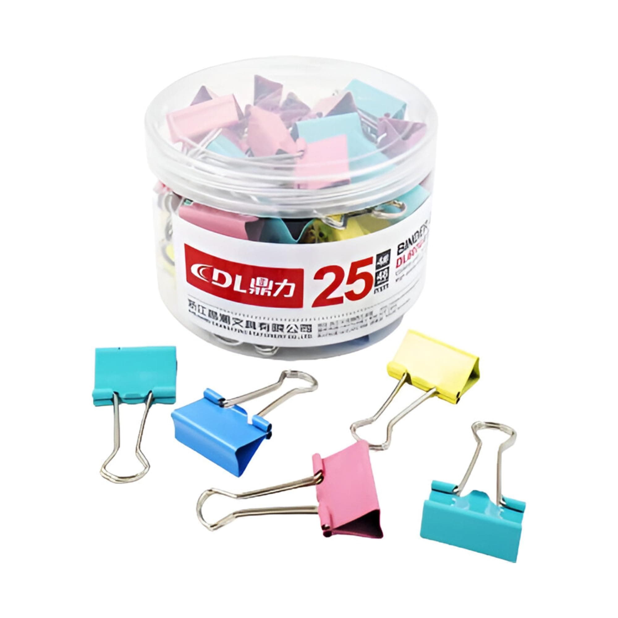 oddpod™ DL Pastel Multi-Coloured 25mm Binder Clips/Anti-Rust Binding Clamps for Stationery, Documents, Notes, Letters, Loose Papers, Decoration in Office, Home & School (48 Pcs Jar)