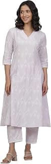 W for Woman Yellow Floral Print Cotton Flared Kurta