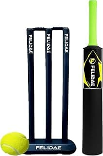 FELIDAE (Size – 3) Heavy Grade Strong Plastic Cricket Bat with Wicket Set for Boys/Girls & 1 Tennis Ball for Kids (Size 3, Age 6-10 Year Old Kids), Strong Plastic