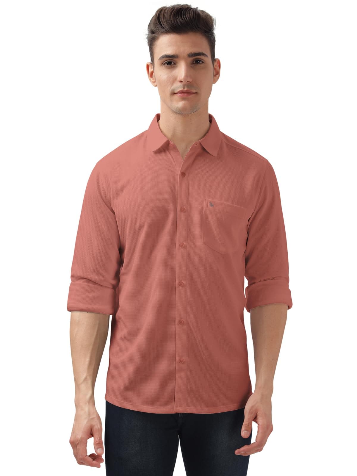 BULLMER Trendy Regular Fit Solid Full Sleeve Causal Shirt for Men.