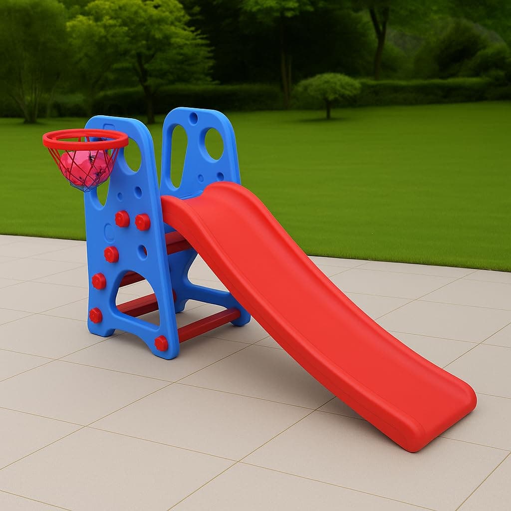 HerHome Slide for Kids - Playgro NEW Senior Garden Slider with Two Slope Options and Basket Ball Slider - for Home, Indoor or Outdoor