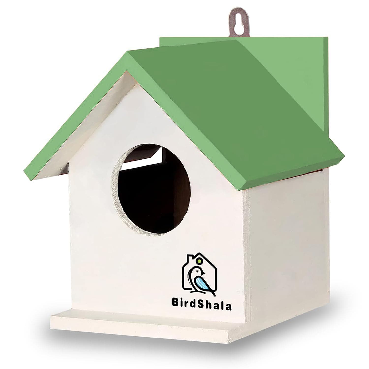 BIRDSHALA Bird House for Sparrow, Budgies & Finches with Air Ventilation and Mounting Hook (Green, Medium)