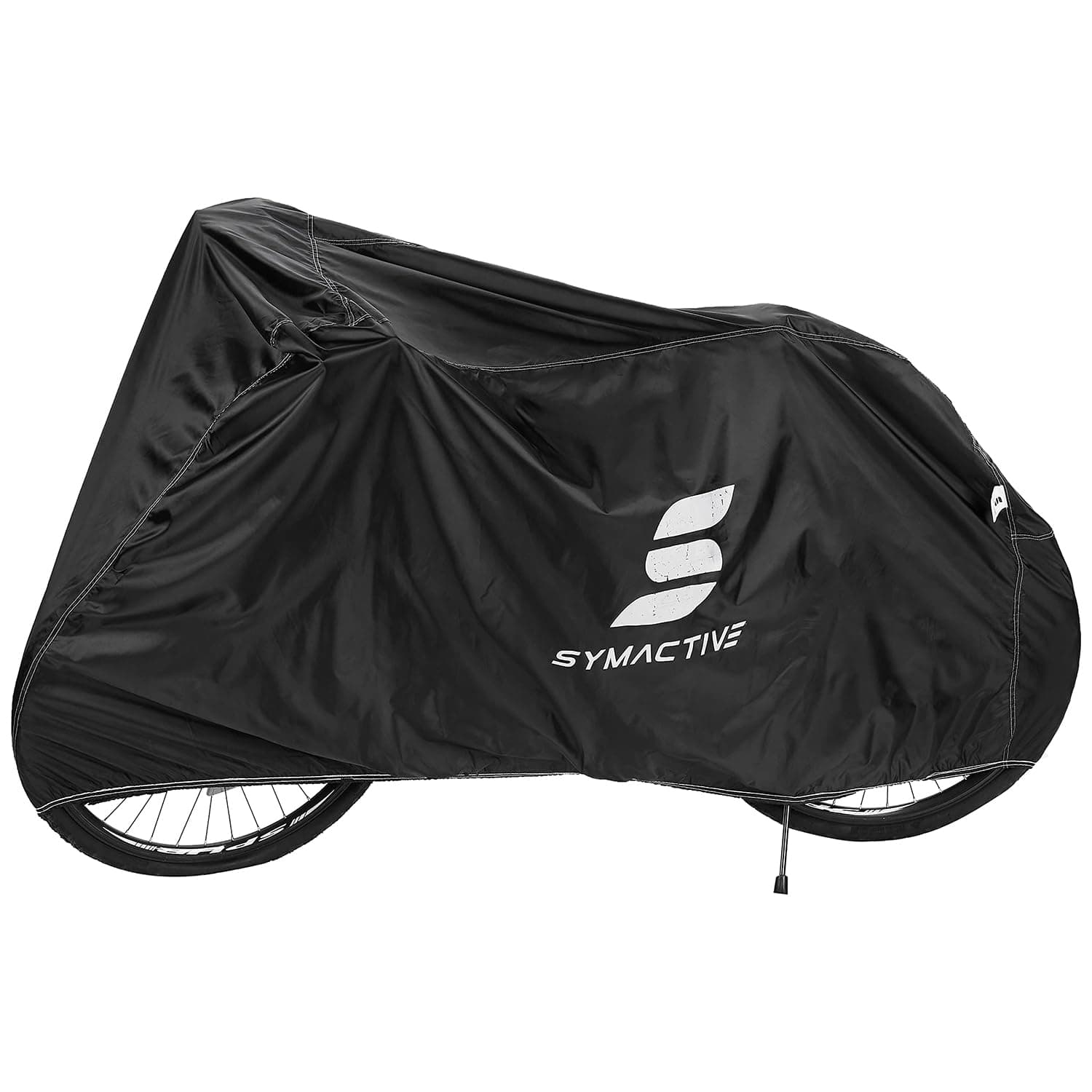 Amazon Brand - Symactive Polyester All-Weather Cycle Cover | with Storage Bag | Easy to wash | 50 - 60 GSM | 152.4 x 12.7 x 91.4 Cm | Black