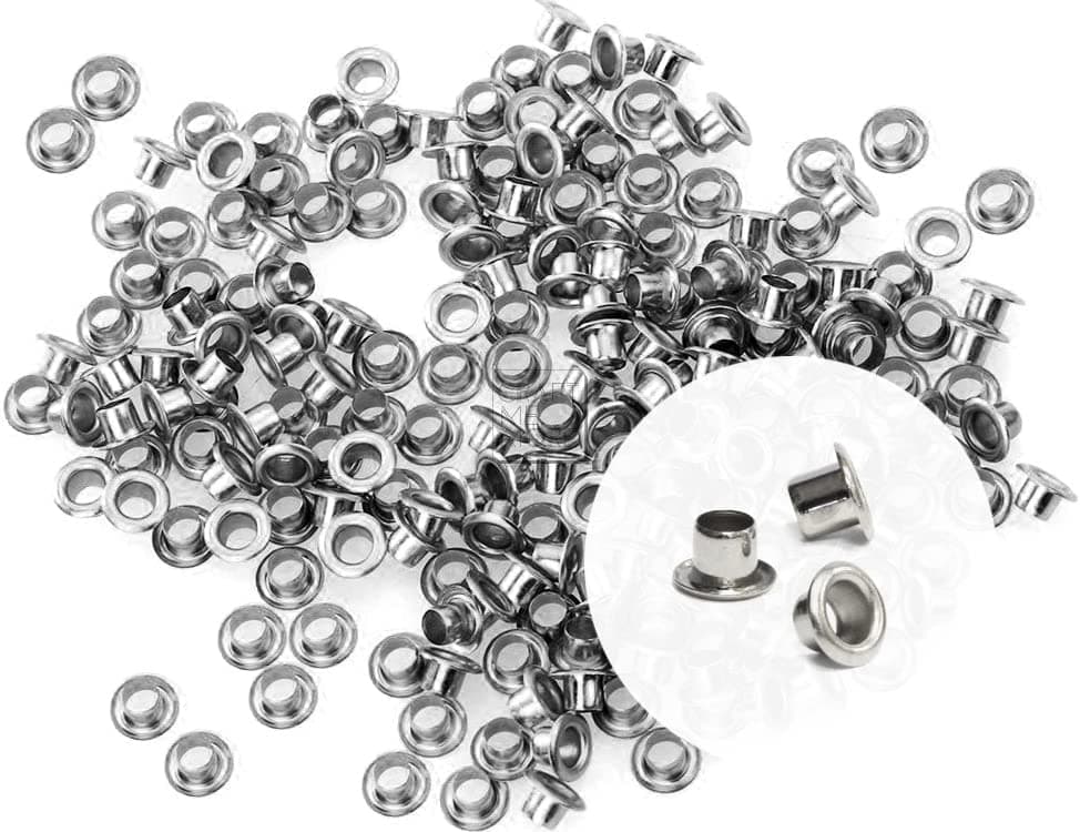 FirstTry Grommet Eyelet Hole Rivets, Set of 100 | 3MM Hole Round Metal Self-Backing Eyelet | for Leather Craft DIY Scrapbooking Shoes Belts Clothes Fashion Practical Accessories (Silver)