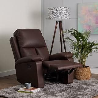 Wakefit Recliner | 3 Years Warranty | Leatherette Fabric Manual Recliner Sofa 1 Seater | Recliner Chair | Stargazer - Dark Fanatsy, Brown