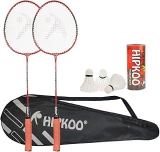 Hipkoo Sports Series Badminton Rackets Set of 2| Wide Body Shuttle Bat with Cover, 3 Shuttles and Net| T-Joint and Fluid Frame