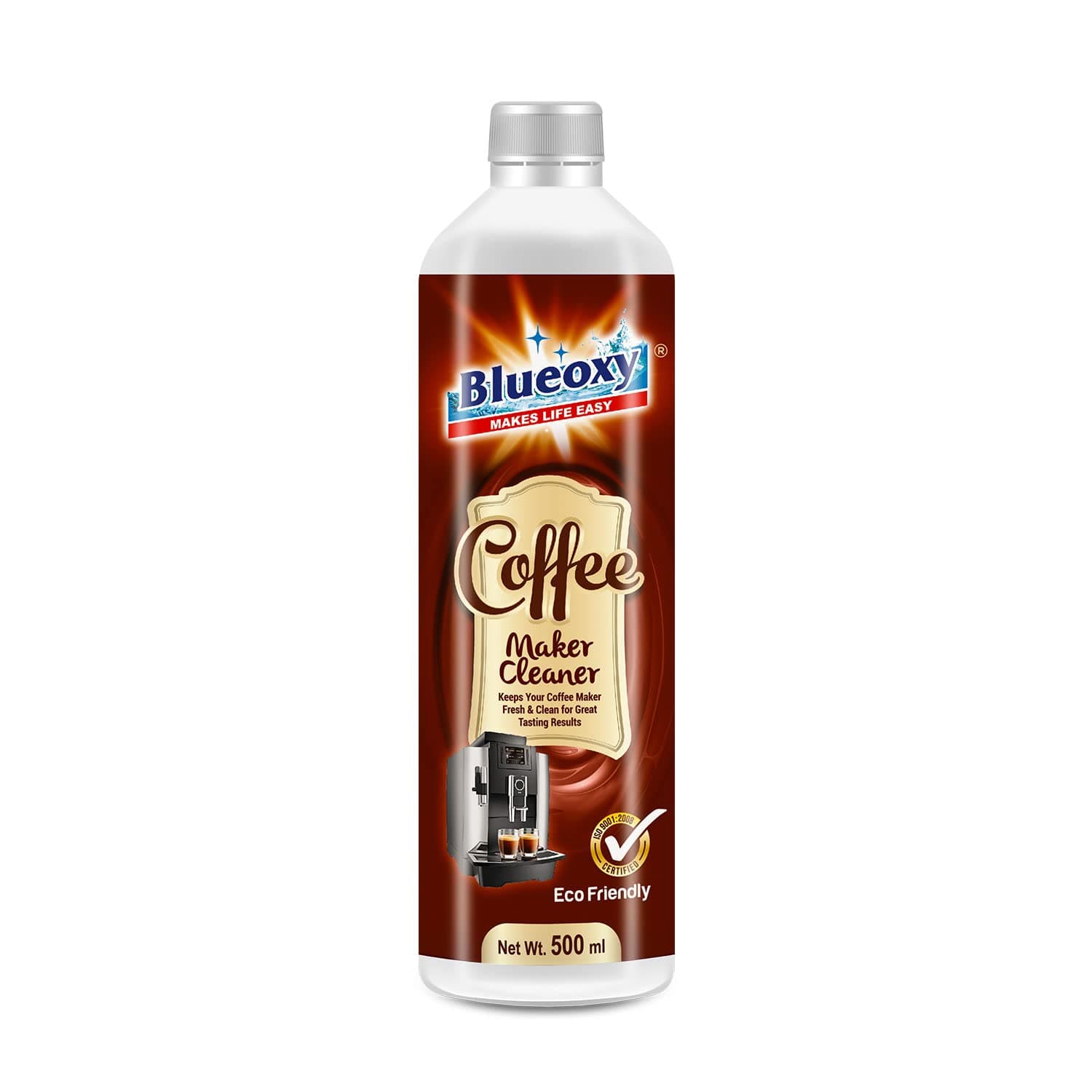 BLUEOXY Coffee Maker Cleaner & Descaling Liquid | For Keurig, Nespresso & All Coffee Machines | Keurig Espresso Coffee Machine Cleaner and Descaler | Ecological Formulation | 500 ML | QTY 1