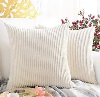 Guffaw Microfiber Cushion Inserts with Luxurious Corduroy Cushion Covers Hotel Quality 18x18 Inches Pack of 2