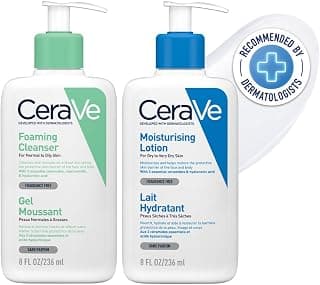CeraVe Daily Skincare Combo For Normal To Oily Skin | Foaming Cleanser - Dermatologist-Developed Facewash 236 Ml & Moisturizing Lotion - Formulated With 3 Essential Ceramides 236 Ml